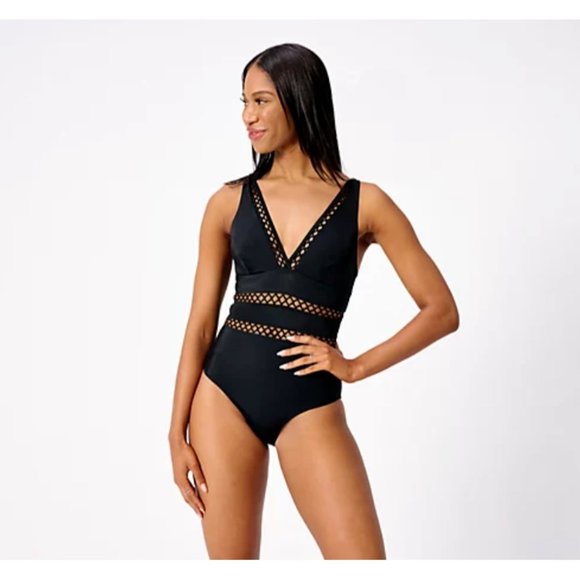 SwimsuitsForAll Other - Kim Gravel x Swimsuits For All Lattice One-Piece Swimsuit Onyx Black 16 A588734
